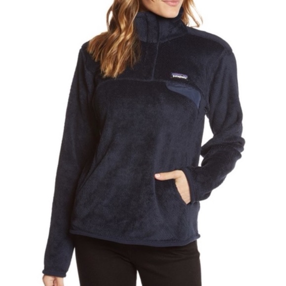Patagonia Sweaters - PATAGONIA Re-Tool Snap-T Polartec Navy Blue Fleece Pullover Sweater Women’s Sz M